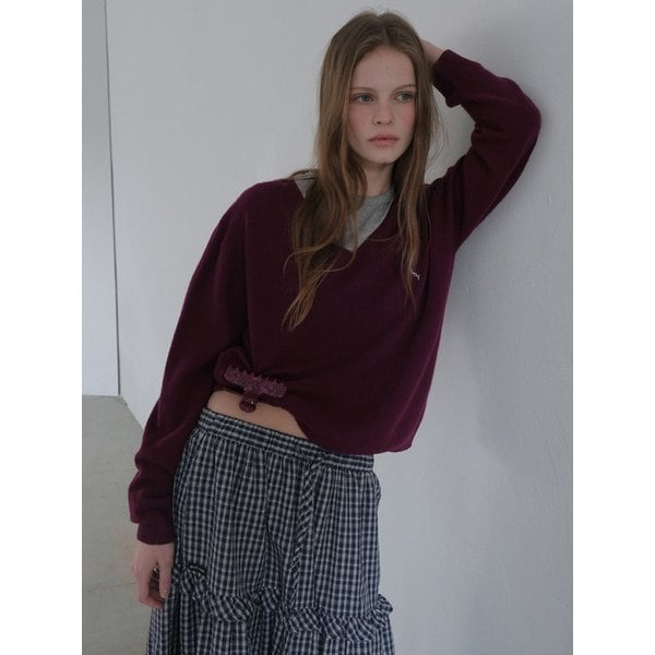 홀가먼트 울 브이넥 니트(Violet)