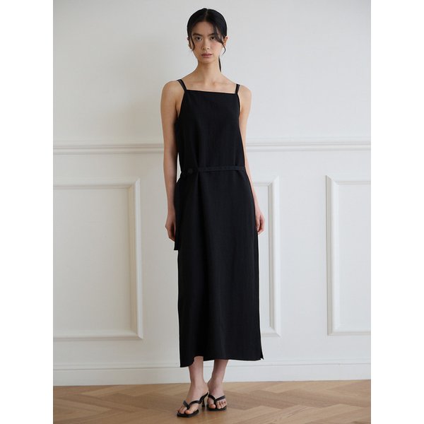 라인 버튼업 원피스 [블랙]