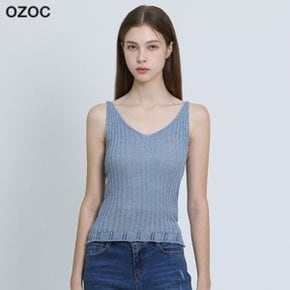 [오조크(OZOC)] V넥 립 니트 나시 (택가격: 29000원)