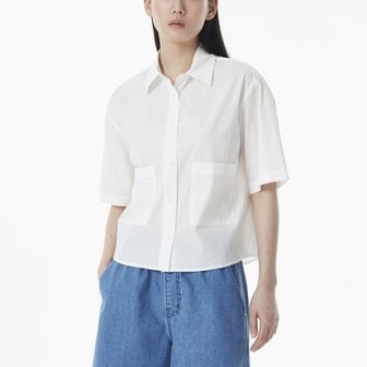 JAJU 여 사각사각 반팔 셔츠(WHITE / BEIGE / BLUE / BLACK)