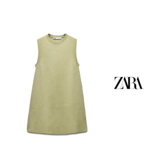  자라 여성 원피스 니트 민소매 라운드넥 플레어 밑단 미디 드레스 ZARA