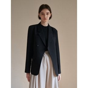 Over fit one button jacket - black