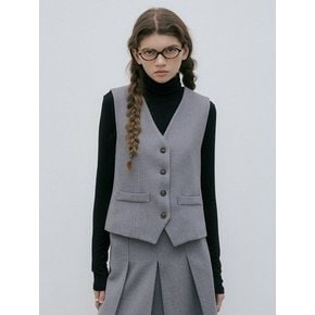 WOOL BLENDED CLASSIC VEST / GRAY