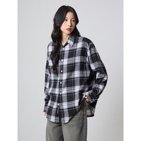 플라넷 오버핏 체크 셔츠 블랙_Planet Over Fit Check Shirt Black