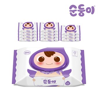 순둥이 cE휴12 /프리미엄 엠보싱 휴대 캡형 20매 12팩