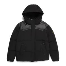 [기존가 329000원] N224UDW980 아르마딜로 레더 배색 후디 덕 다운 점퍼 CARBON BLACK