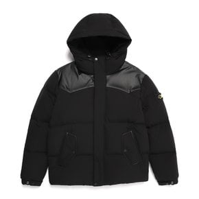 [기존가 329000원] N224UDW980 아르마딜로 레더 배색 후디 덕 다운 점퍼 CARBON BLACK