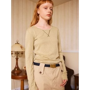 SOLID LONG SLEEVE T-SHIRT / khaki