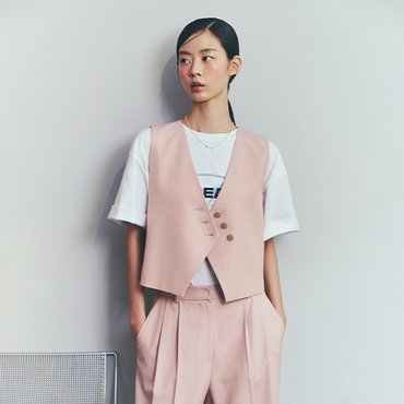 LAP (SET-상의)쓰리버튼 브이 크랍베스트 AR2WV472