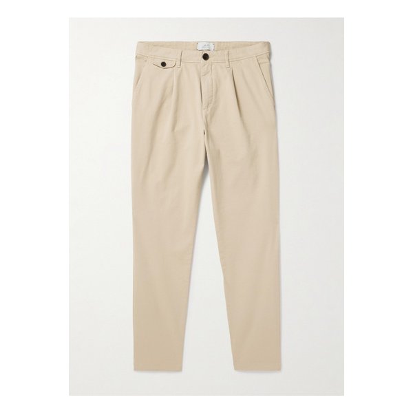 다니엘 테이퍼드 플리츠 가먼트 다이 오가닉 코튼 트윌 팬츠 뉴트럴