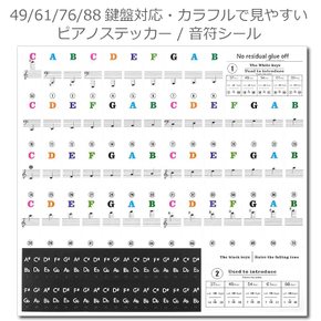 ColorfylCoco 49 / 61 76 88 건반 대응 피아노실 피아노 스티커