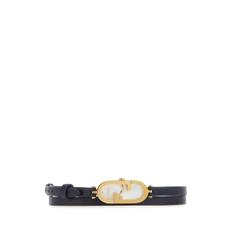 Black leather O Lock Vertical watch BLACK