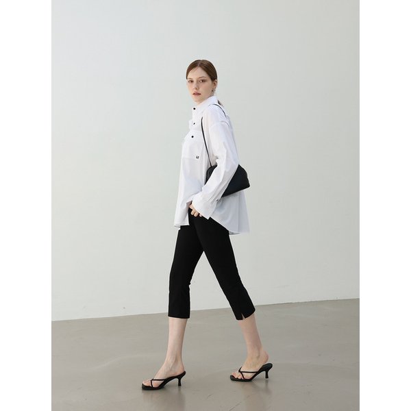 Slim span capri pants - BLACK