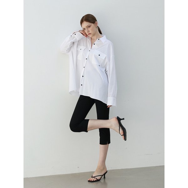 Slim span capri pants - BLACK