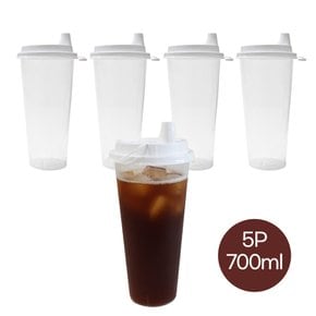 5P 하니 다회용 리유저블컵 700ml 뚜껑세트 일회용컵 카페 물컵 텀블러 캠핑 피크닉