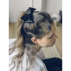 satin ribbon hair pin (BLACK)