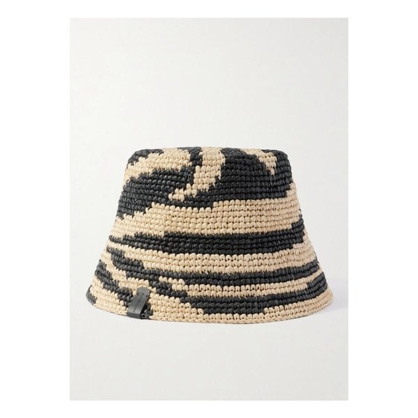 제브라 자카드 라피아 버킷햇 베이지 46376663162878103