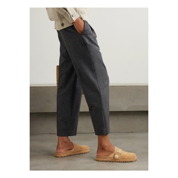 페이언스 인조 진주 장식 스웨이드 뮬 탠 브라운 1647597347848562