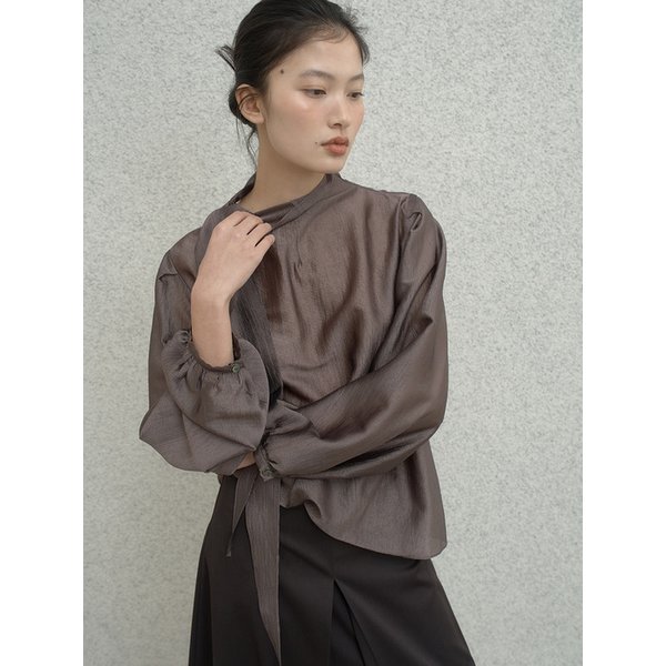 Scarf Blouse - [Brown]