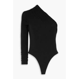 스킨 Astraea one-sleeve stretch Pima cotton-jersey thong bodysuit 블랙 1647597351930964