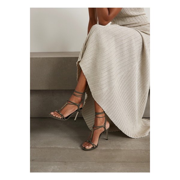 릴리 장식 브레이드 스웨이드 샌들 밀리터리 그린 46376663162843381