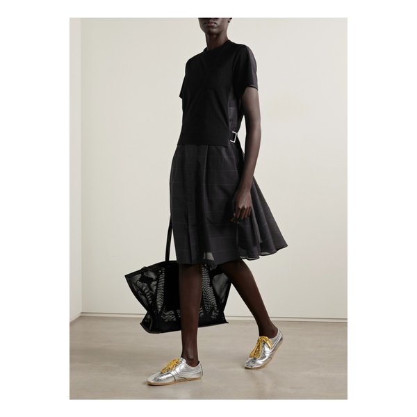 벨트 코튼 저지 체크 보일 미디 드레스 블랙 46376663162869289