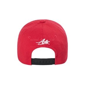 SCRIPT LOGO CHAIN EMBROIDERY WASHING BALL CAP RED-SC체인워싱 볼캡