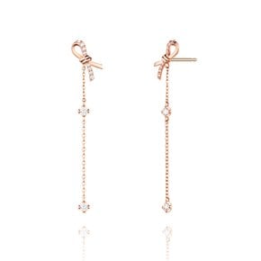 Love Knot 14K 큐빅 드롭 귀걸이 SA24C46K