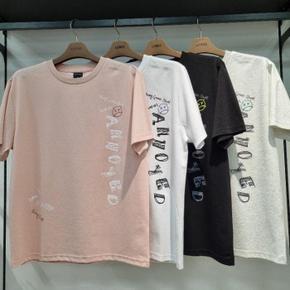 HC34 남녀공용 AN 세로 워딩 반팔 TS 공용 루즈핏 티, 공용 반팔 티,   (S33172114)