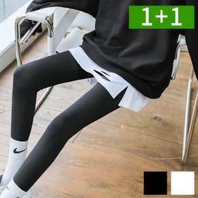 1+1 여성 레이어드 스커트 이너 면 미니 페이크 랩 치마