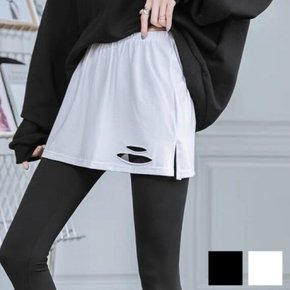 1+1 여성 레이어드 스커트 이너 면 미니 페이크 랩 치마