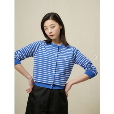 빈폴레이디스 코튼 혼방 스트라이프 카디건 - 스카이블루 BF525AC02Q