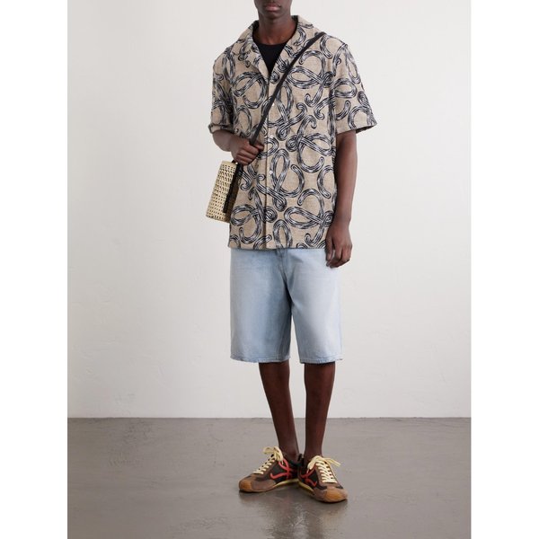 파울라스 이비자 캠프칼라 프린트 코튼 블렌드 테리 셔츠 46376663163059262