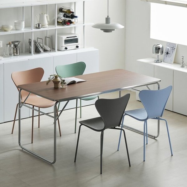 하든 1600 미드센츄리 크롬 엣지 스틸 프레임 테이블 책상 식탁 [착불]