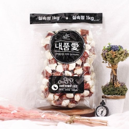 오리말이껌 투투펫 강아지 간식 내품애 실속형 1kg 2.5in