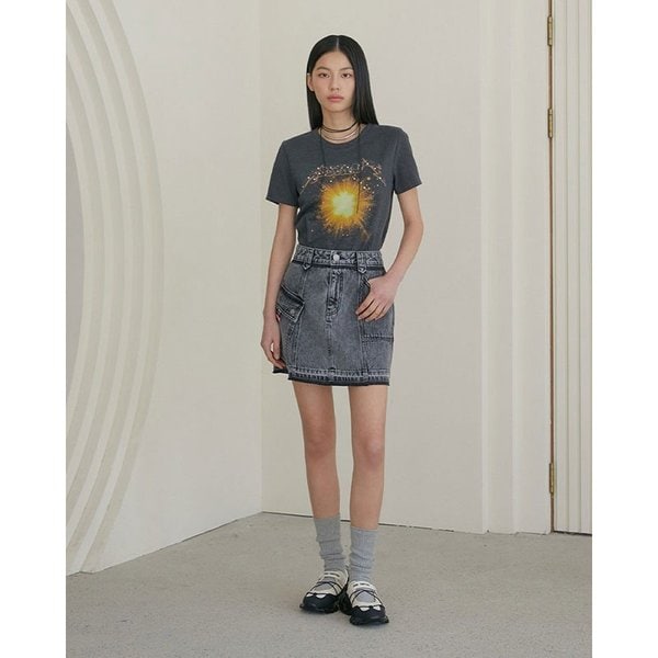 [시흥점] 여성 프린팅 포인트 삼각트임 반소매 티셔츠 (ER1CH260)