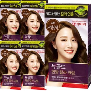 뉴골드 한방 헤어칼라크림 염색약  4호 자연갈색 X 5개