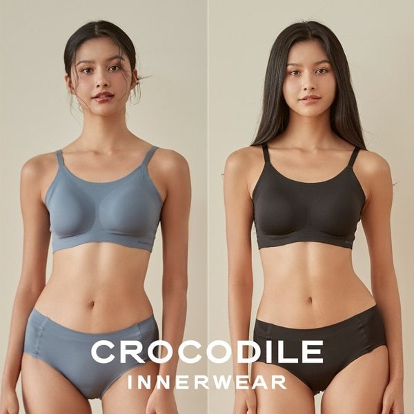 나일론모달 스트랩 패드일체형 브라+팬티 4종세트 뮤트블루 블랙 CDW4O0709_T