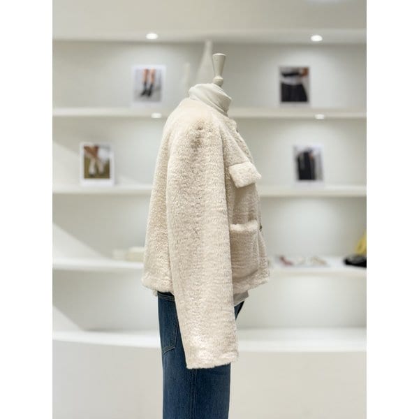 [여주점] 여성 인조퍼 라운드 포켓 자켓 (L254PSG753)