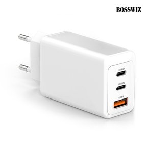 보스위즈 USB C타입 65W 3포트 PD 멀티 고속 급속 충전기 퀵차지 어댑터 휴대폰 BOS-65W3P