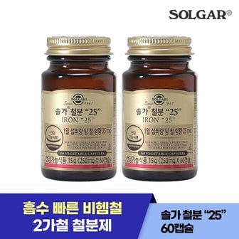 솔가 4개월 / 솔가 철분 25mg (60캡슐/60일) X 2개 식물성 비헴철
