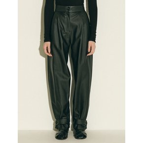 vegan leather strap pants_black