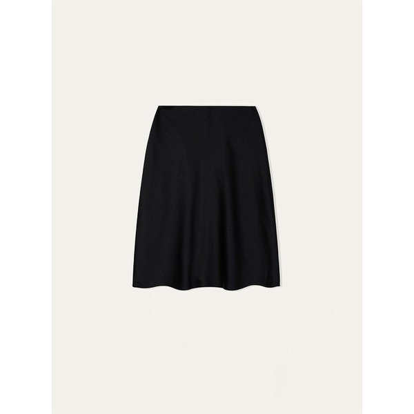 Glow Satin Midi Skirt (Black)