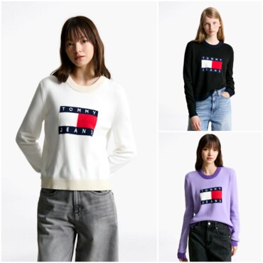타미진스 여성 컬러블록 플래그 스웨터 T32F6KTO20TWT1 TOMMY JEANS