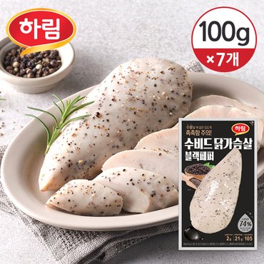 하림 [냉장] 하림 수비드 닭가슴살 블랙페퍼 100g 7개