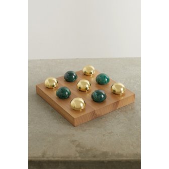 AERIN BEAUTY Otto Malachite, Brass And Ashwood Tic-tac-toe Set 그린 33258524072458991