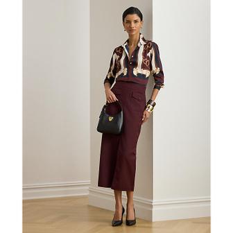 로렌 랄프 로렌 울 블렌드 트윌 펜슬 미디 스커트(WMLRSKTS6H20295600)