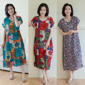 N2438 시즌2 여름 인견원피스 3종택/중년여성원피스