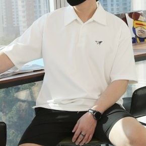 WSM 남자 빅사이즈 PK 웨일 자수 카라 반팔티