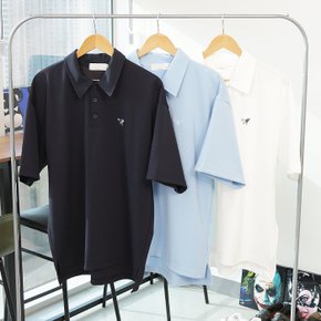 WSM 남자 빅사이즈 PK 웨일 자수 카라 반팔티